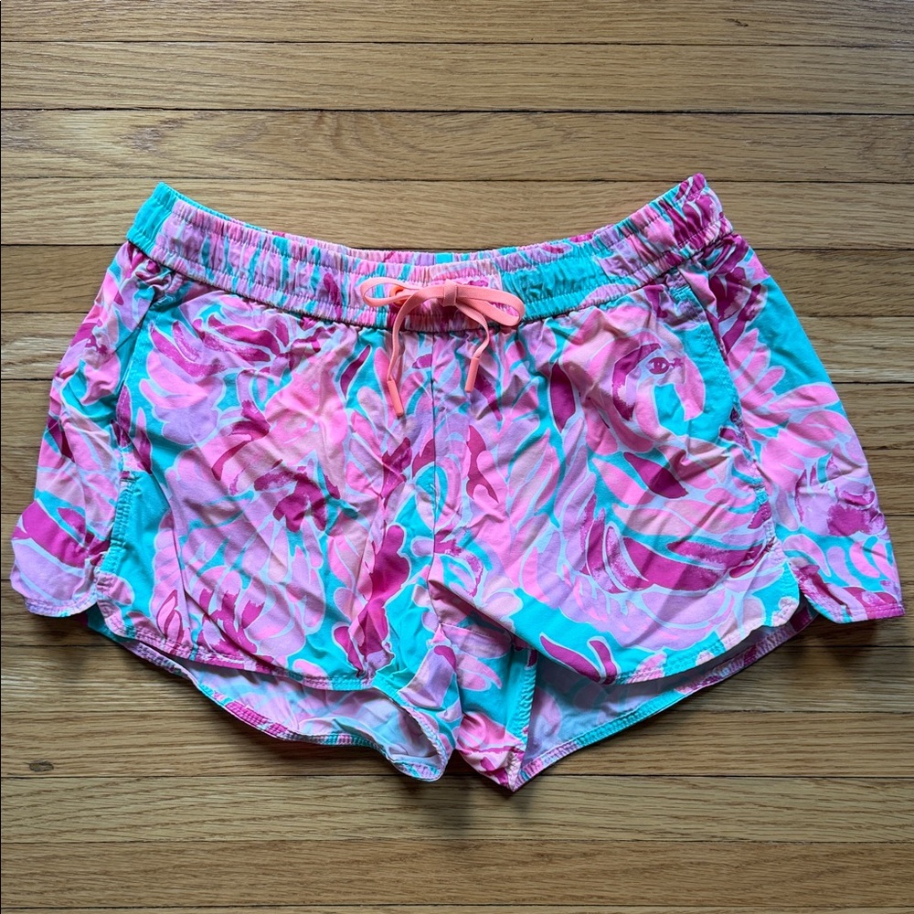 Lilly Pulitzer Vibrant Pink and Aqua Athletic Shorts S
